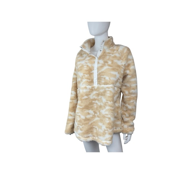 Vineyard Vines fleece Beige Camo Snap 1/4 Sweater Popover Size L - Picture 3 of 9